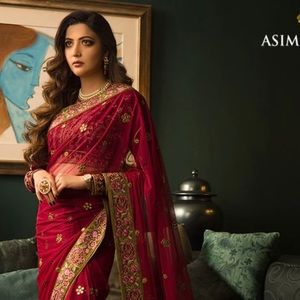 Brand new Asim jofa saree w velvet blouse